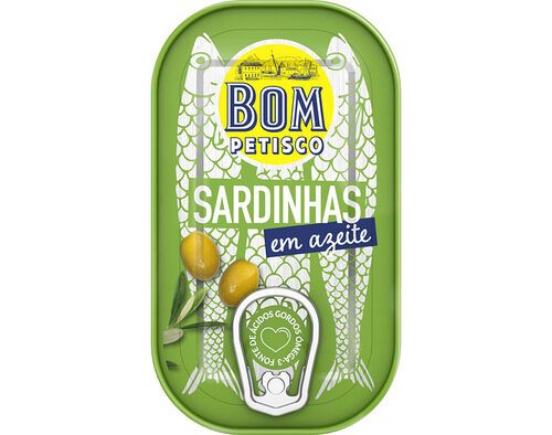 SARDINHA INTEIRA BOM PETISCO EM AZEITE 120(84)G