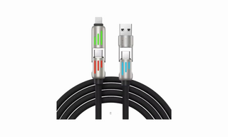 4 in 1 USB-A to Type-C/ Type-C to Lightning Data Cable შავი
