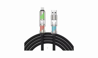 4 in 1 USB-A to Type-C/ Type-C to Lightning Data Cable შავი