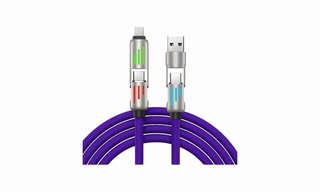 4 in 1 USB-A to Type-C/ Type-C to Lightning Data Cable იასამნისფერი