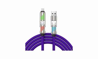 4 in 1 USB-A to Type-C/ Type-C to Lightning Data Cable იასამნისფერი