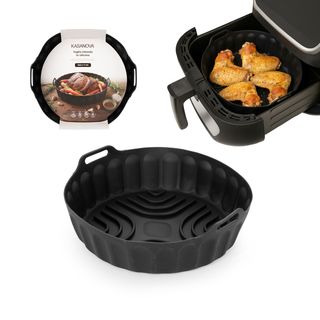 Teglia tonda 22,5 cm silicone per friggitrice ad aria - nera