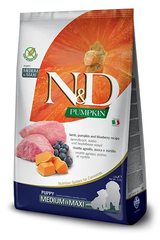 "N&D Pumpkin Puppy Lamb&Blue. Medium&Maxi 12kg"