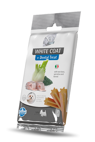 N&D Snack Cane Mini White Coat Dental Treat Spigola, Spirulina E Finocchio 60g
