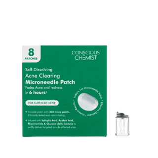 **Conscious Chemist Acne Clearing Microneedle Patch, 8 Patches**  

Clinically tested and non-irritating, these microneedle patches are infused with Salicylic Acid, Azelaic Acid, Niacinamide, and Gluconolactone for effective acne treatment.