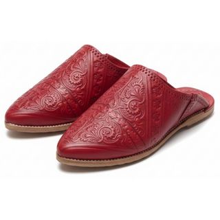 Babouche Femme Cuir avec Motif 3D