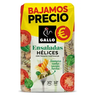 Hélices Pasta Ensalada Vegetales, Paquete 400 G