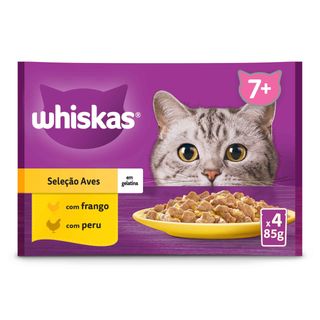 WHISKAS Alimento Húmido Gato Sénior Aves 4x85 g