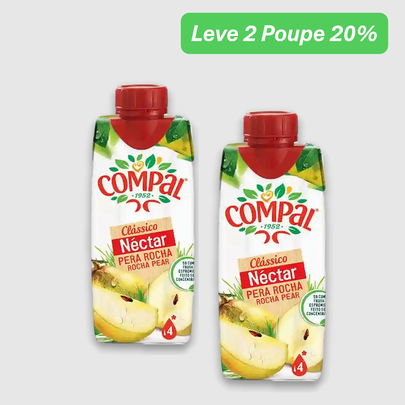 Leve 2 Poupe 20% - Néctar Pera Rocha Compal Cássico 30 cl