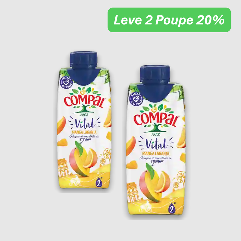 Leve 2 Poupe 20% - Sumo Manga Laranja Compal Vital 30 cl