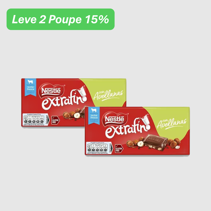 Leve 2 Poupe 15% - Tablete Chocolate Leite com Avelãs Extrafino 123g