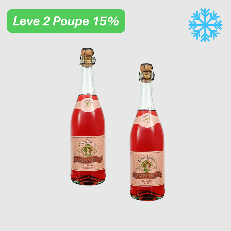 Leve 2 Poupe 15% - Vinho Rosé Frisante Lambrusco Contessa Carlotta 75cl