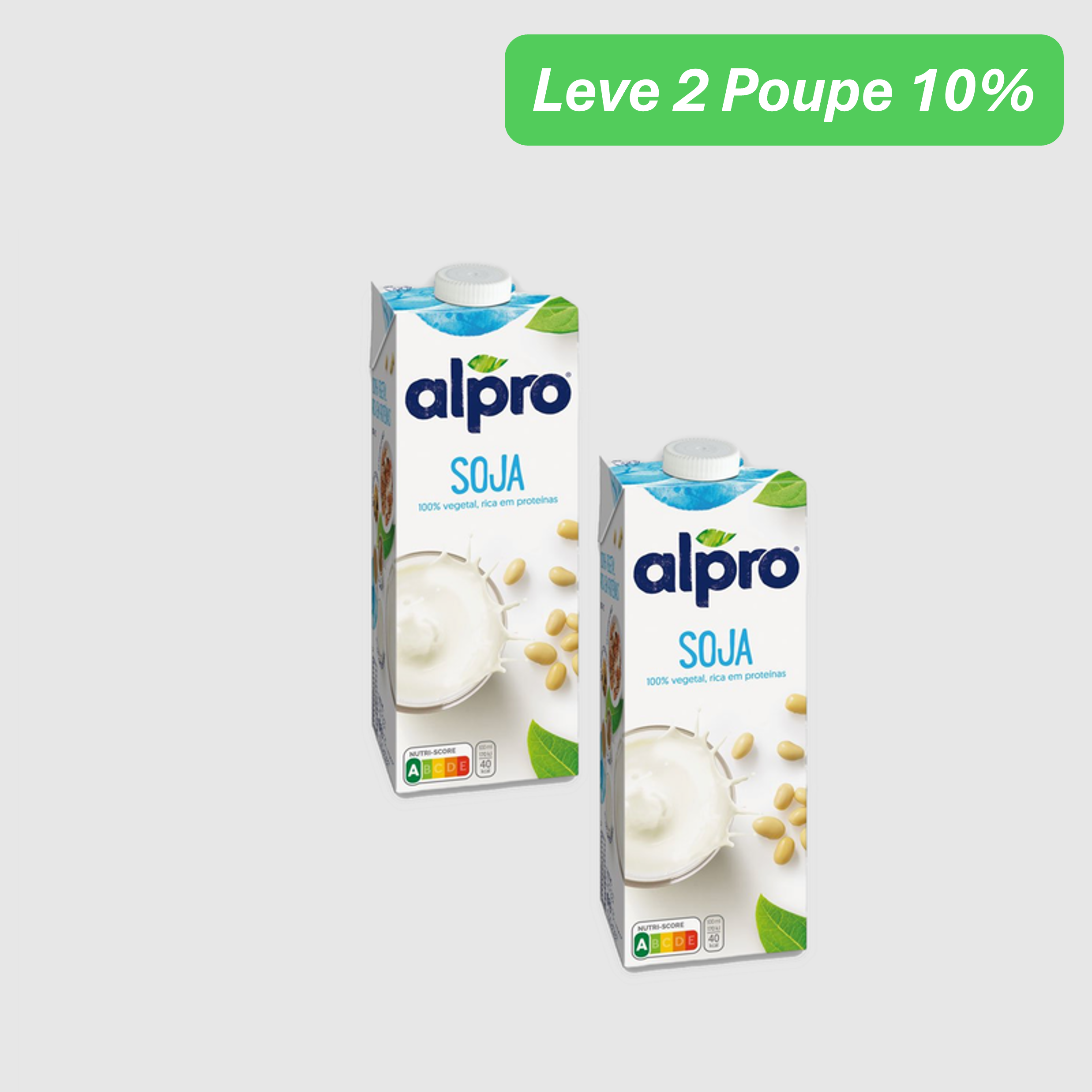 Leve 2 Poupe 10% - Bebida Vegetal de Soja Original sem Lactose Alpro 1L