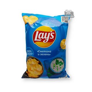 Lays Чипсы, Чипсы Lays 140Гр Сметана Зелень, шт, ШК: 4690388111250