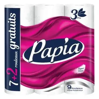 Papier hygiénique compact 3 plis x9 rouleaux - PAPIA