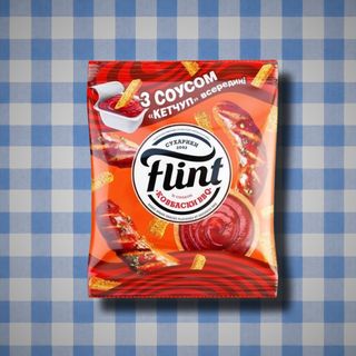 ხორბალ–შვრიის კრაუტონები „Flint“ ბარბექიუს გემოთი 60გ + ტომატის სოუსი 15გ