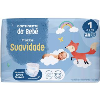 Fraldas Suavidade 2-5kg T1 Continente do Bebé Continente do Bebé (emb. 28 un)