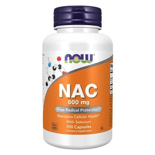 Now Nac-Acetyl Cysteine Cápsulas Função Respiratória e Hepática 100un.