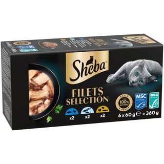 Sheba Filets Cat Multipack 6X60G Pollo Gamberetti Salmone Tonno