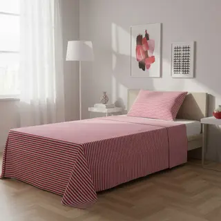 Parure letto singolo righe rosso - Young