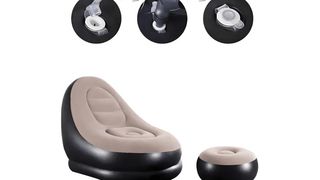 Fotelja na naduvavanje sa tabureom, braon