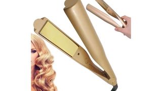 Presa za kosu za ispravljanje i uvijanje 2u1, Zlatne boje