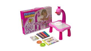 Magični stočić za crtanje sa projektorom + 12 vodenih bojica, roze