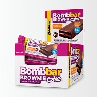 BOMBBAR BROWNIE CAKE პროტეინის ბრაუნის ნამცხვარი, გლუტენის გარეშე, ორმაგი შოკოლადი 45გრ.