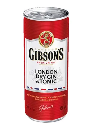 Напій слабоалкогольний Джин Гібсон'с, Лондон Драй & Тонік / Gibson's London Dry & Tonic, з/б, 5%, 0.