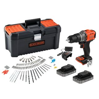 Trapano 18V Con Percussione + 2 Batterie 2Ah + 120 Extra Accessori In Valigetta Toolbox - 400004331