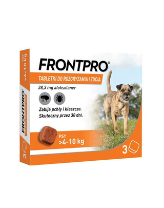 Tabletki dla psów na pchły i kleszcze FrontProM od 4-10kg 28mg