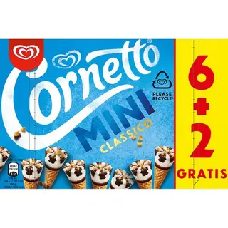 Cornetto Helado Cono Mini Clasico Pack 6+ 2 Uds Gratis Caja 480 Ml