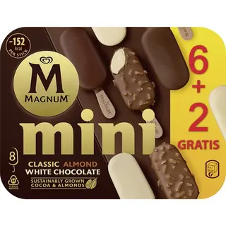 Magnum Helado Bombom Mini Clasico, Almendra Y Blanco Pack 6 Uds 60 Ml