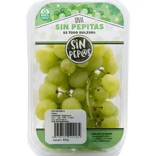 Fruteria Uva Blanca Sin Semilla Tarrina 500 Grs