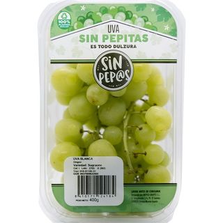 Fruteria Uva Blanca Sin Semilla Tarrina 500 Grs