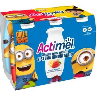 Danone Actimel L.Casei Con Fresa Y Plátano Pack 6 Unidades 100 Ml