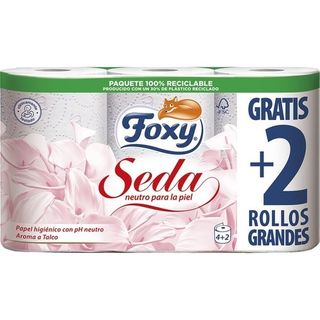 Foxy Papel Higiénico Seda Con Ph Neutro 3 Capas Paquete 4 + 2 Rollos Gratis