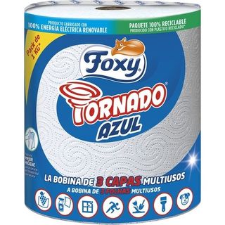 Foxy Papel De Cocina Tornado Azul Extra-Resistente 3 Capas 1 Kg Paquete 1 Rollo