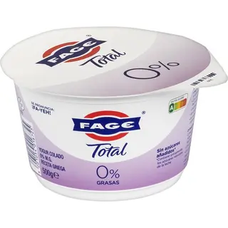 Fage Yogur Griego Natural Desnatado 0% M.G. Alto En Proteinas Sin Azucares Añadidos Envase 500 Grs