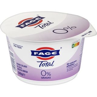 Fage Yogur Griego Natural Desnatado 0% M.G. Alto En Proteinas Sin Azucares Añadidos Envase 500 Grs