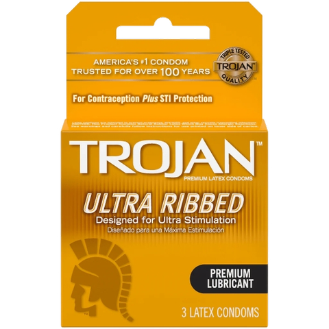 Trojan Ultra Ribbed Condoms, 3 Pack
