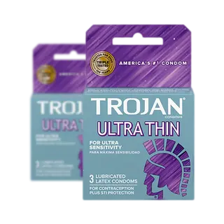TROJAN Ultra Thin Lubricated Latex Condoms, 3 Pack