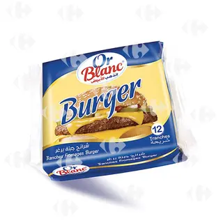 Tranche fromage fondu hamburger x12 200g - OR BLANC