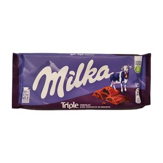 Tablette de chocolat au triple chocolat au lait du pays Alpin 90g - MILKA