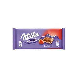 Tablette de chocolat au lait Alpin fourrée à la fraise et au yogourt 100g -MILKA