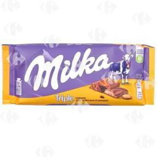 Tablette de chocolat au lait Alpin triple caramel 90g - MILKA