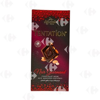 Tablette de chocolat noir aux amandes Noir gourmand Tentation 150g - AIGUEBELLE