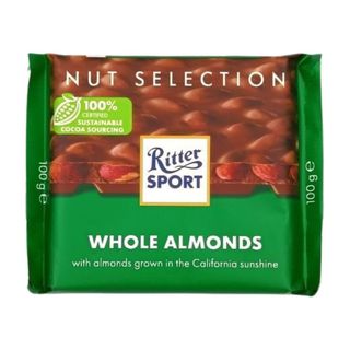 Chocolat au lait et aux amandes entières 100g - RITTER SPORT