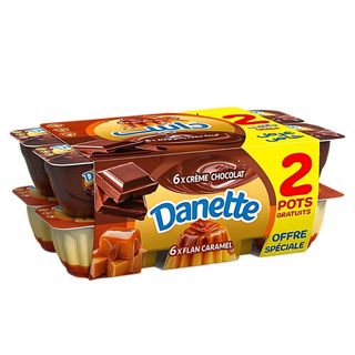 Dessert mixte 6x crème chocolat 6x flan caramel x80g - DANETTE