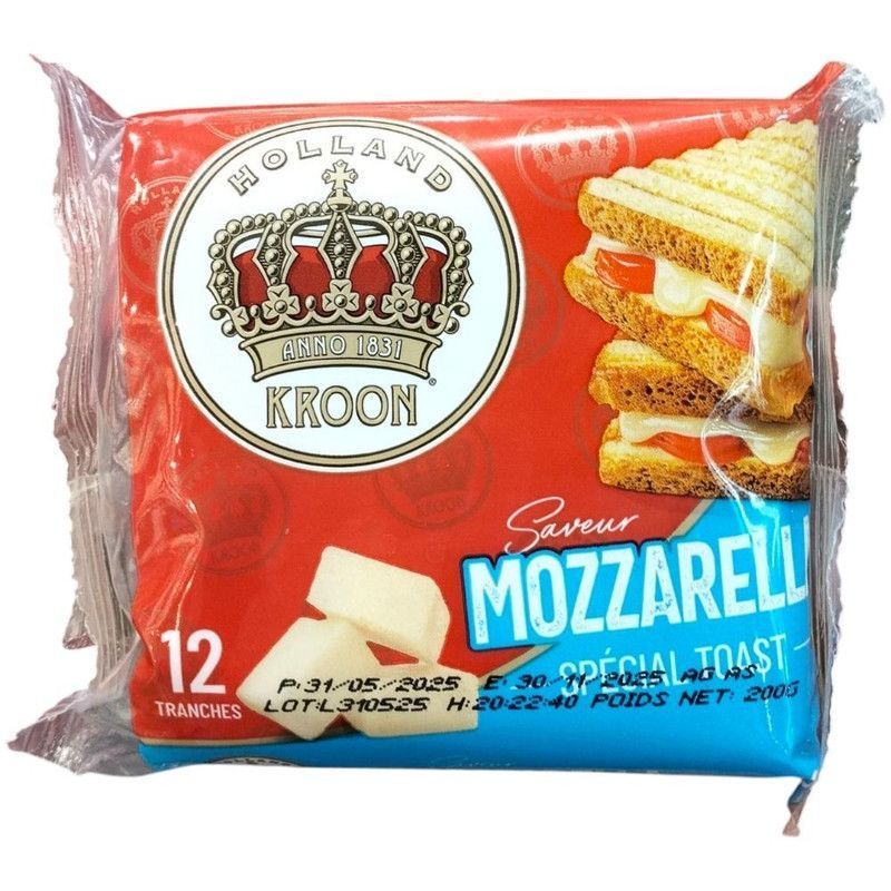 Tranches de Fromage Fondu Mozzarella Kroon 12 Tranches – 200g